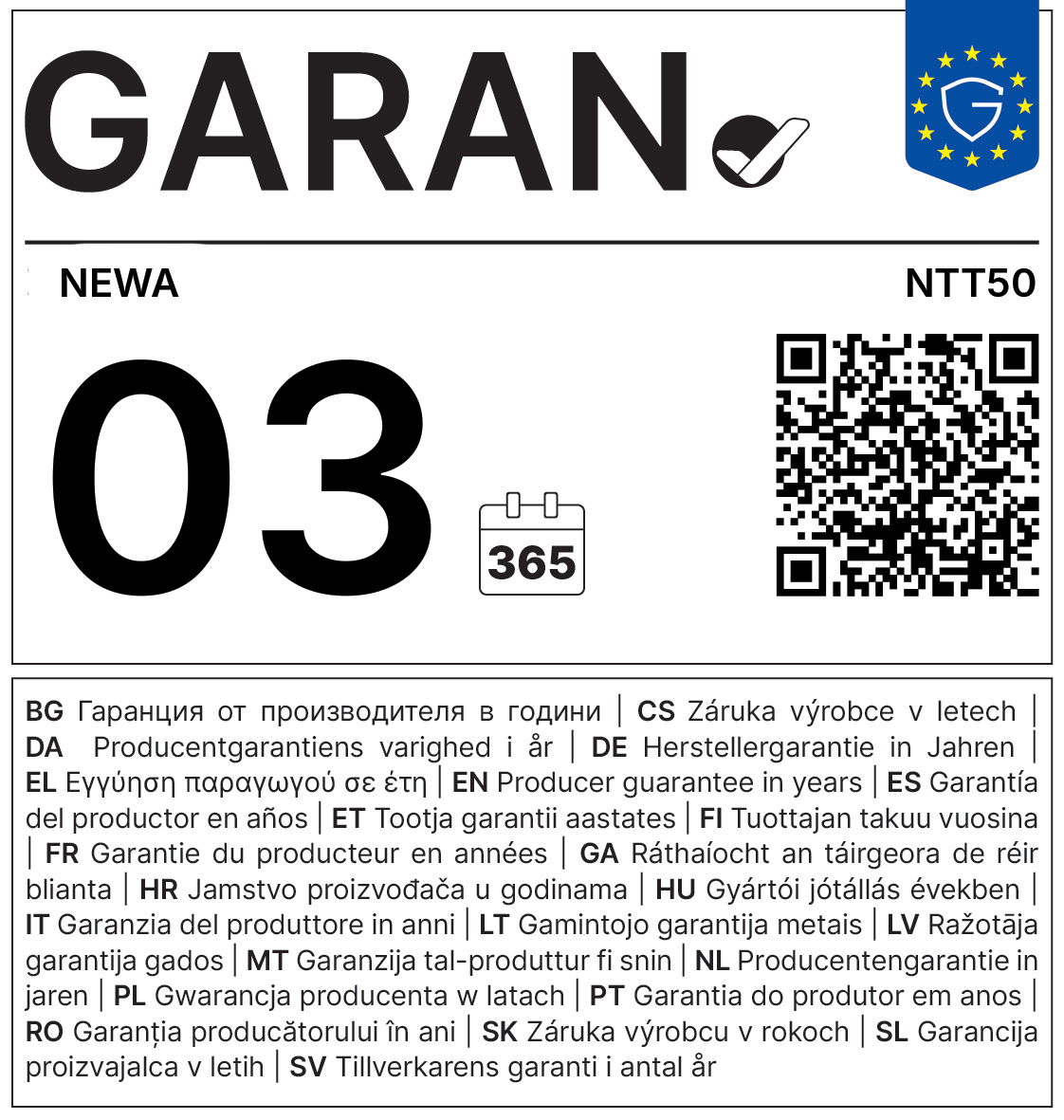 Garantielabel NTT50