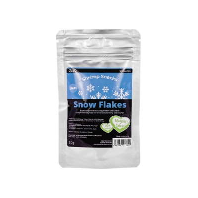GlasGarten Shrimp Snacks Snow Flakes | Mangold Spinat 30 g | MHD 05/25