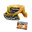 Aqua Nova Baumstumpf mit Felsen | Polyresin-Deko