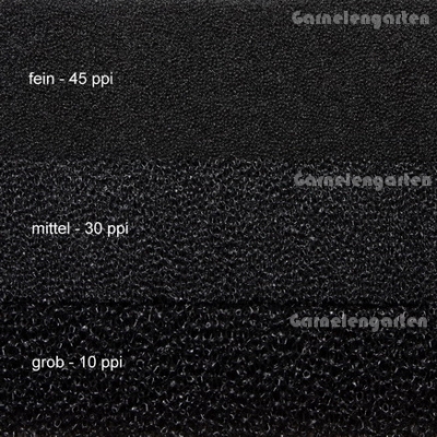 Filtermatte schwarz 50x50 - 10/30/45 ppi - Garnelengarten